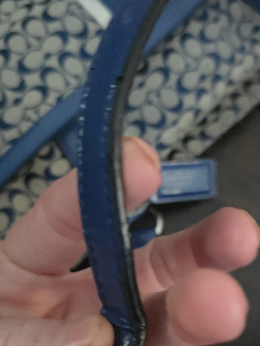 Coach Blue Signature Jacquard Tote with Navy Trim - Picture 5 of 6